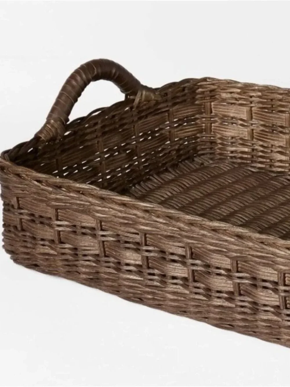 Studio McGee Woven Rectangular Storage Basket in Brown